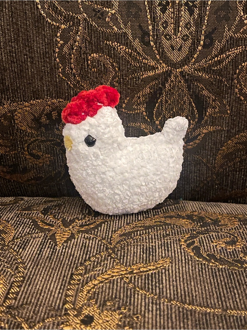 Handmade Plush White Chicken with Red Comb - Picture 4 of 4